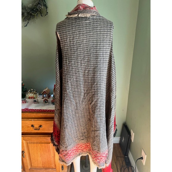 Red, Black, Gray Marc New York Andrew Marc Cardigan Duster One Size - Picture 3 of 4